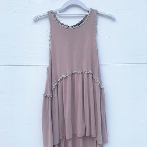 POL CLOTHING Nude Crochet Tank Top